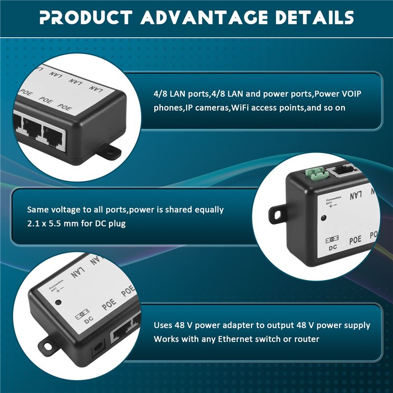 PHILE-8 Ports Poe Injector Poe - Power Over Ethernet reseña y precio