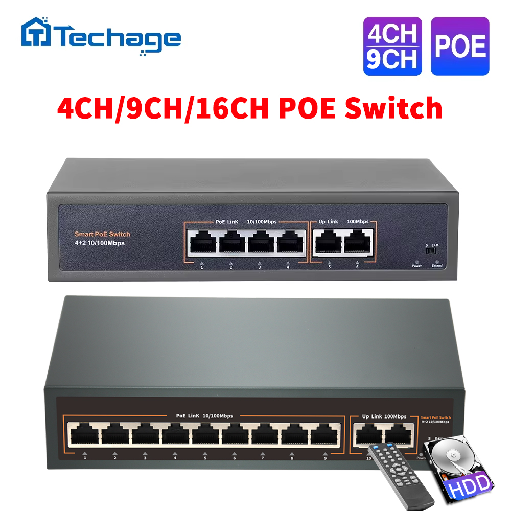 Techage 52V 4CH 8CH 16CH Netwo - Power Over Ethernet reseña y precio